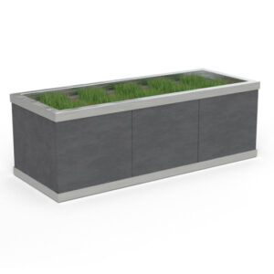 Plantekasse med bundramme og topramme i stål