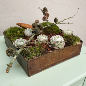 Blomsterkasse i rust - kvadratisk