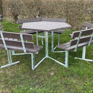 Sekskantet bordbænkesæt